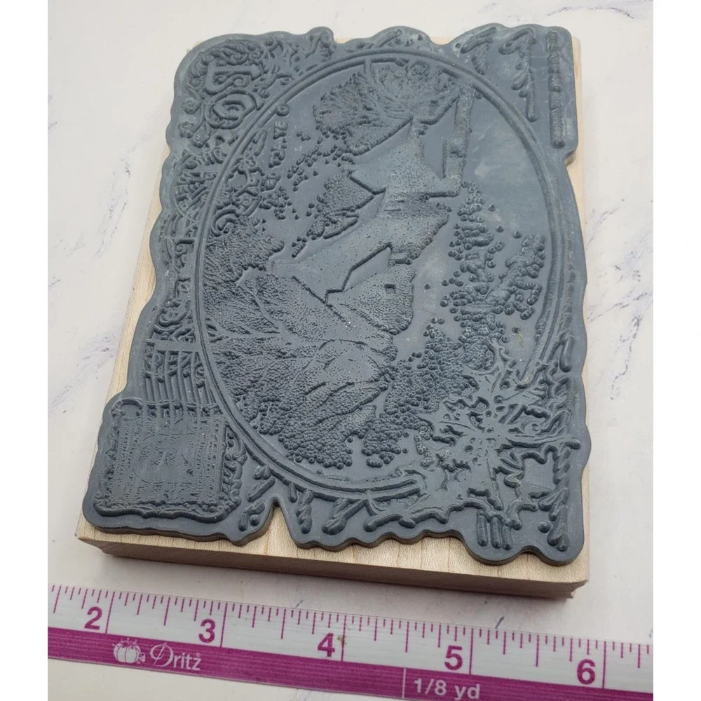 Stampendous Snowy Postcard Winter Scene Wood Mounted Rubber Stamp R143
